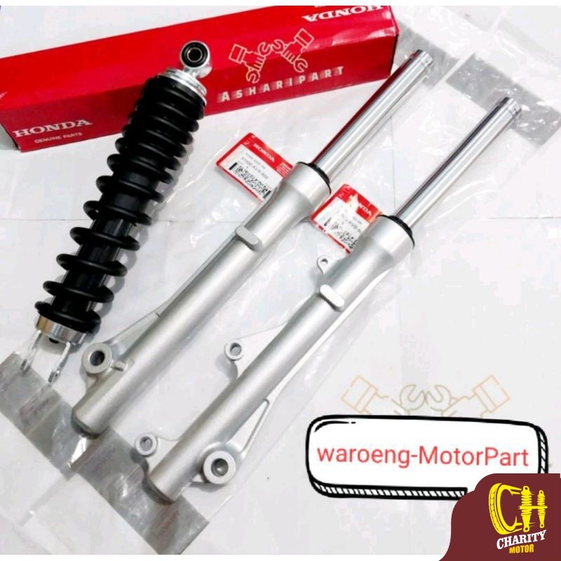 ORIGINAL PAKET LENGKAP AS SHOCK DEPAN PLUS TABUNG DAN SHOCKBLEKER BELAKANG HONDA BEAT KARBU HONDA VA