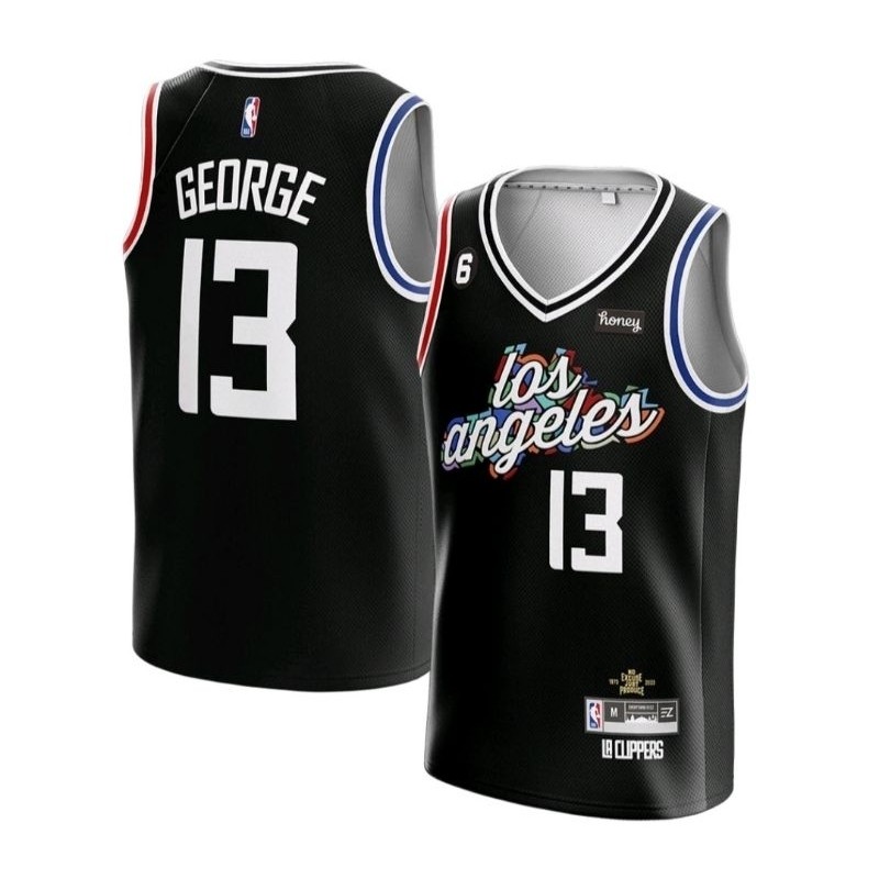 Komaria | Jersey Basket Paul George Los Angeles LA Clippers #13 Hitam Black City 2022-23 NBA
