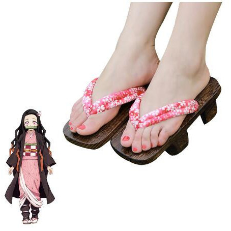 Anime Demon Slayer Cosplay Shoes Nezuko Cosplay Geta Japanese Shoes Women Geta Anime Kimetsu no Yaib