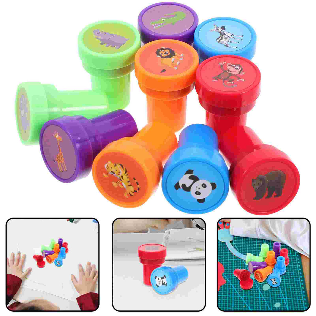 

10 Pcs Animal Seal Stamps for Journaling Cute Plastic Diary Cartoon DIY Stamper Decorative Toys