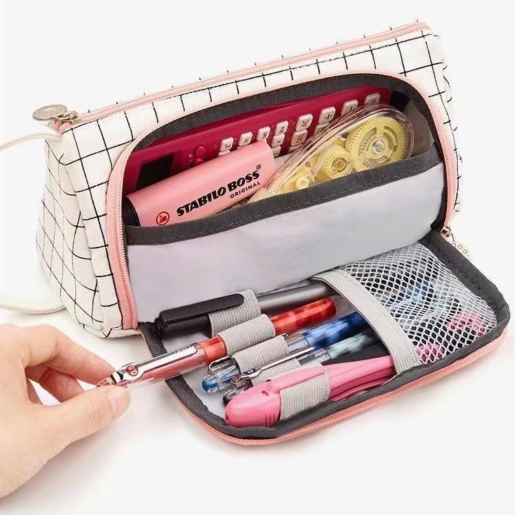 

Large Capacity Denim Canvas Pencil Case School Supplies Storage Bag Kid Cute Pen Case Student Stationery Bag Portable Pencil Bag