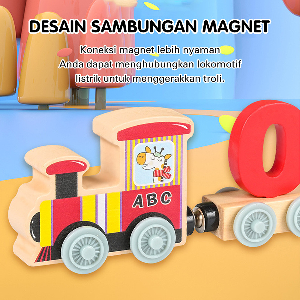 Magnet Train Puzzle Wooden Alphabet Number Education Toy - Wooden Train Toy Educational