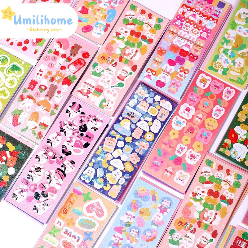 

50 Lembar Sticker Diy Book Journal / Stiker Aesthetic Lucu Motif Kartun / Gantungan Aklirik Dekor Sleeve Photocard Kpop Stiker For Student Back To School Office Stationery