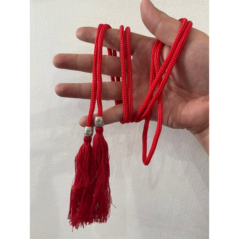 (TOS) ikat Pinggang tali rumbai merah / belt dress rumbai