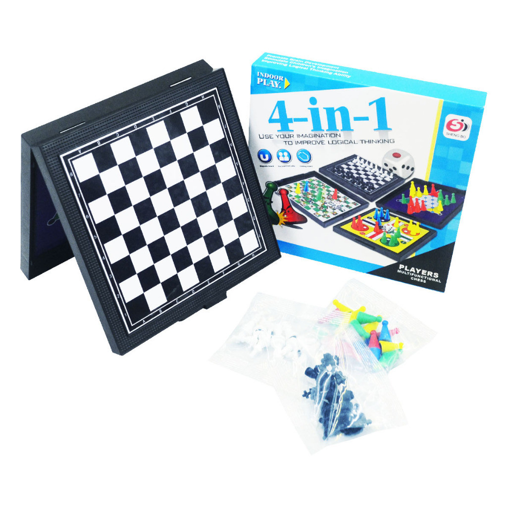 Magnetic Board Ludo Snakes Ladders Halma Ular Tangga Mainan Ludo 4in1 Besar/Kecil