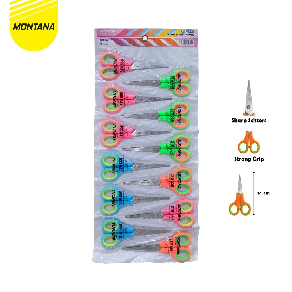 

MONTANA Scissors Gunting Stainless Steel 14 Cm Strong Grip Kuat Tajam Anti Karat STW-550/Lusin