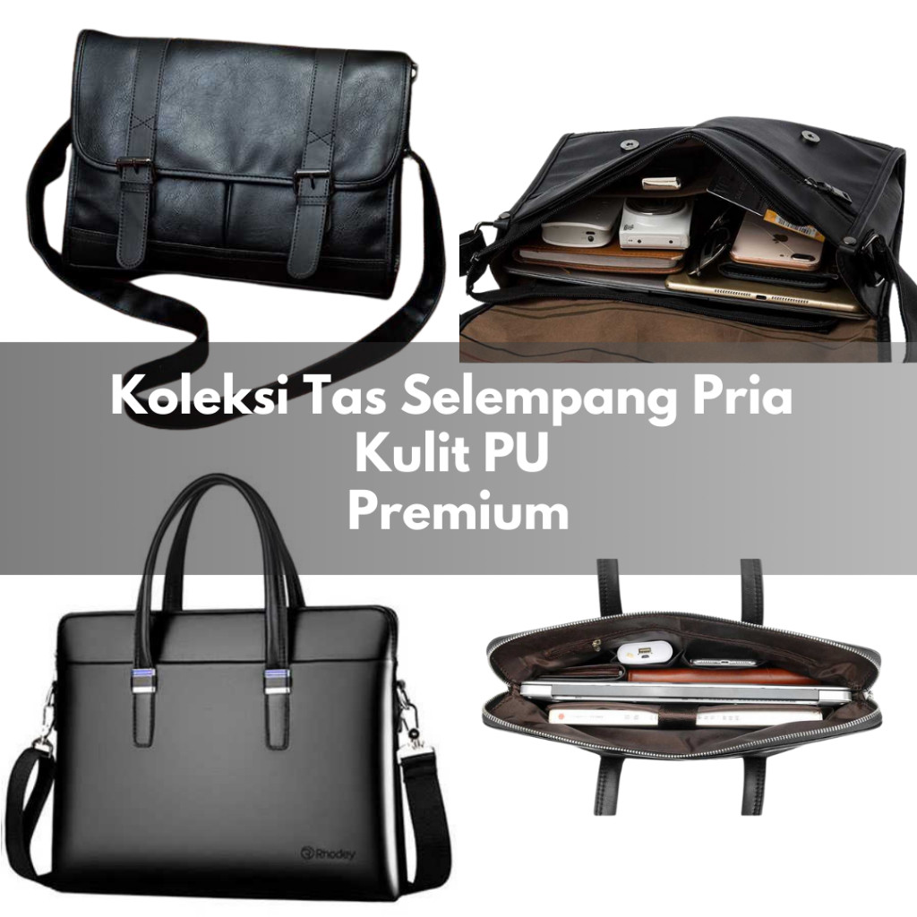 TRFF Tas Selempang Mesenger Pria Kulit PU Elegan dengan Kompartemen Luas untuk Kerja Kantor T0SMFK