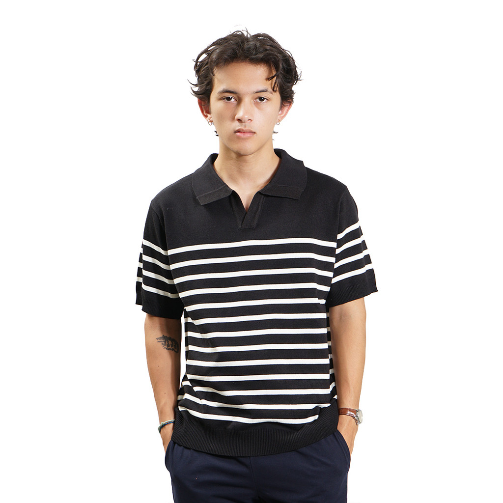 FOLX Stripes Knit Polo Shirt