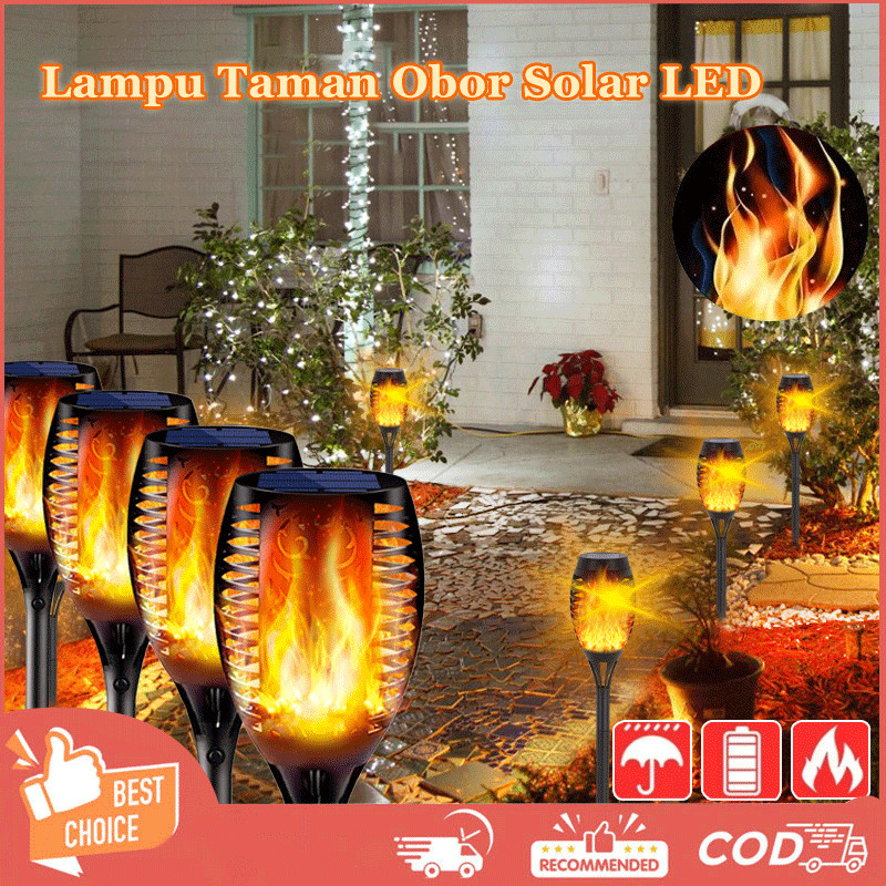 Lampu Taman Obor Solar LED Lampu Api Taman Tancap Tenaga Matahari Lampu Obor Api Taman Solar LED