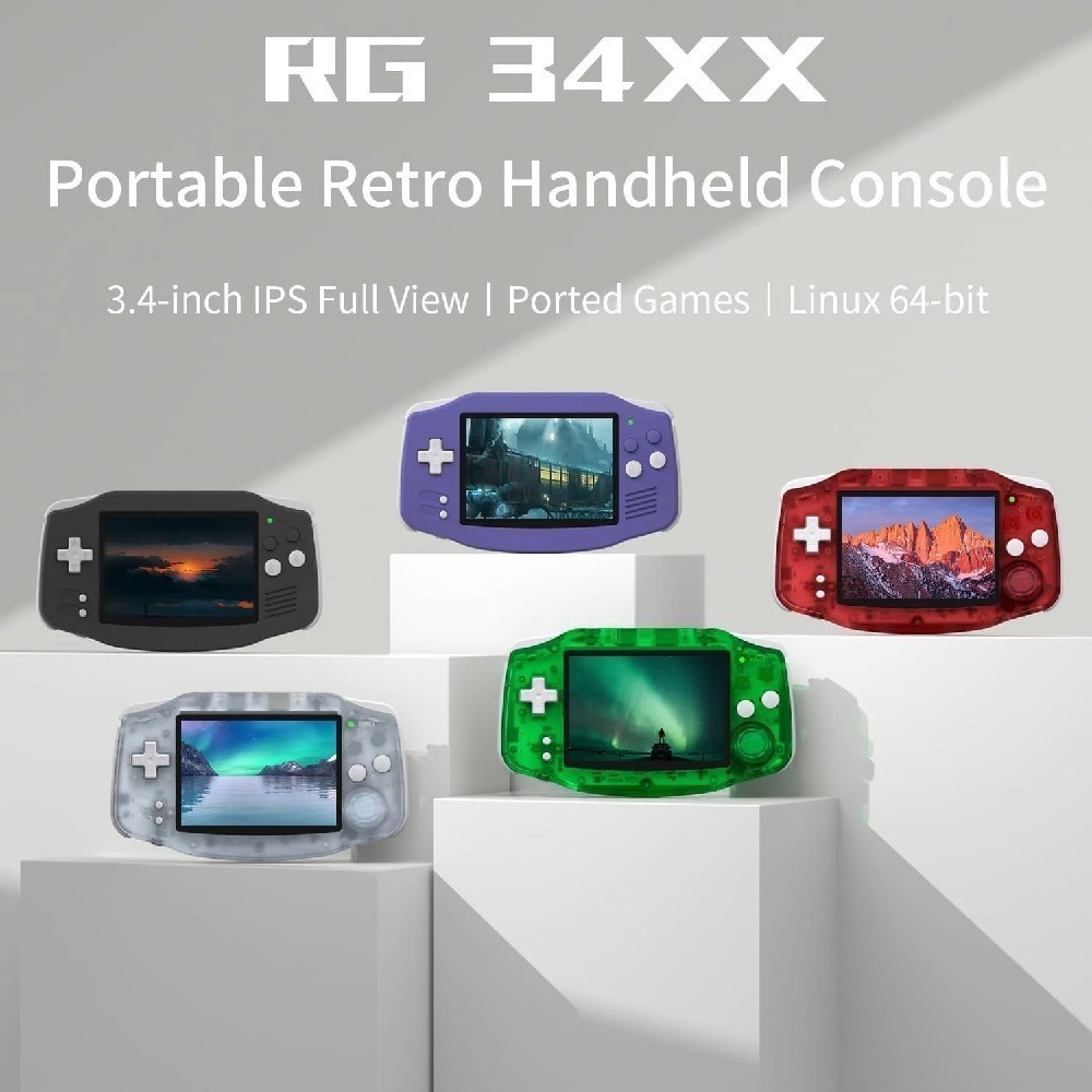 GROSIRUNIK99 ANBERNIC RG34XX 128GB Version - Emulator Retro Game Console 3.4-inch IPS Screen