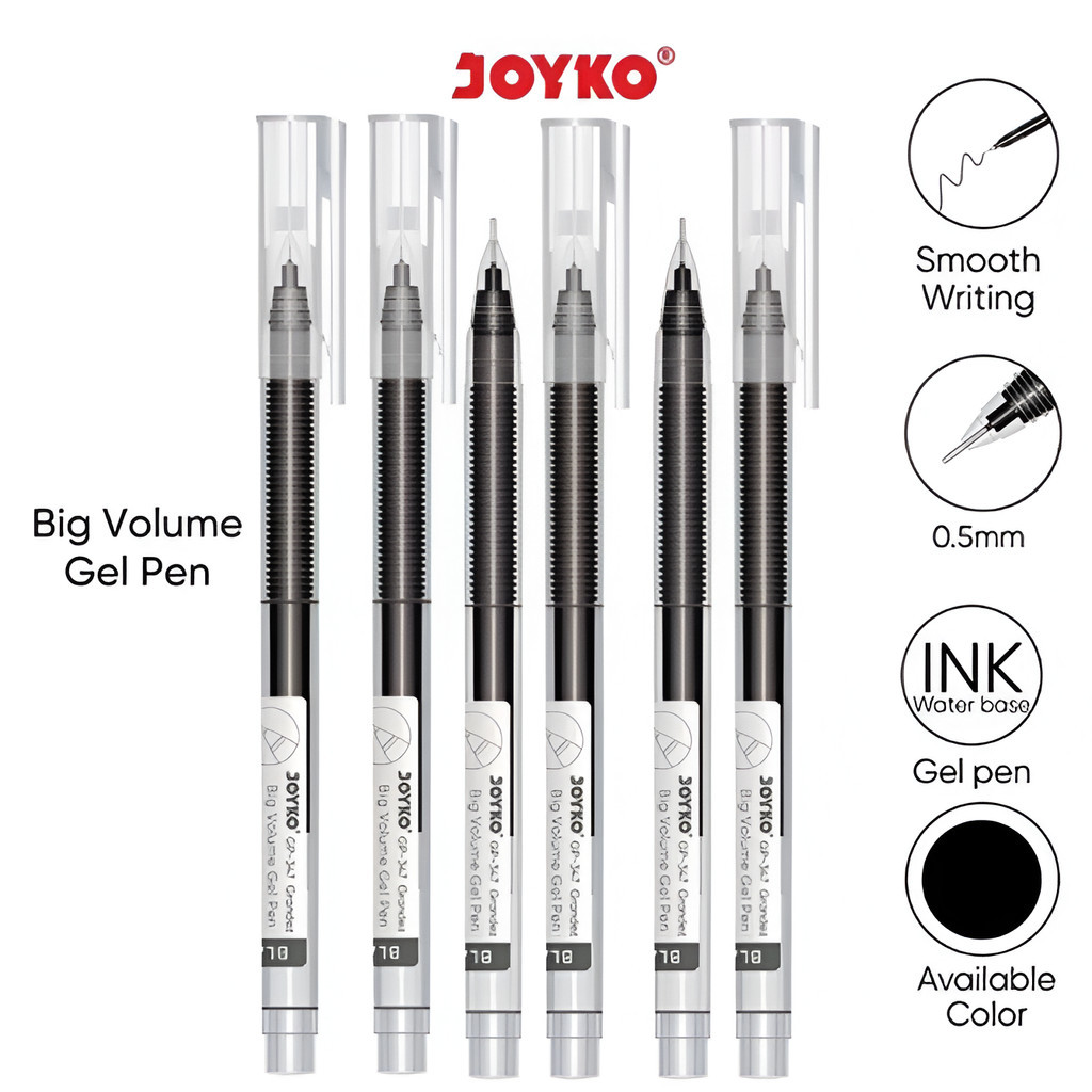

Gel Pen Pulpen Pena Joyko GP-347 Grandez 0.5 mm (1 PCS) - Bolpen Pulpen Gel Hitam 0.5 mm