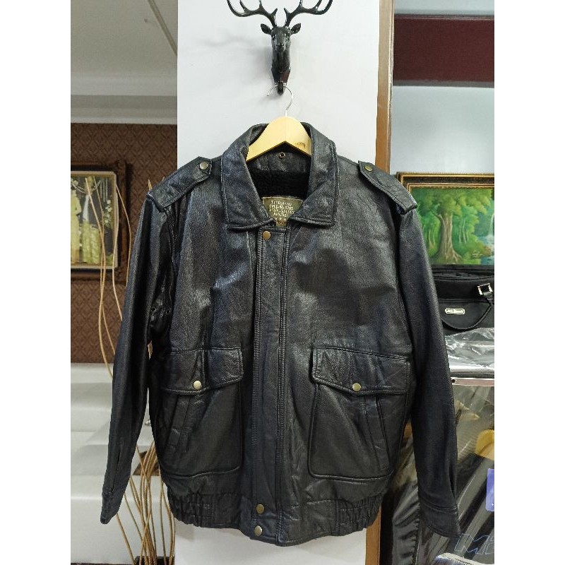 Jaket kulit flight bomber PAVIANO airborne (size XL) Best Seller