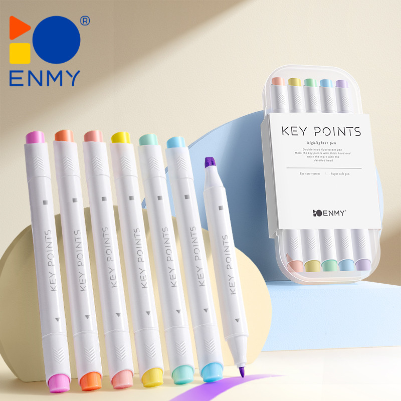 

ENMY Highlighters 5pcs Key Point Dual Side Pastel Highlighter Marker