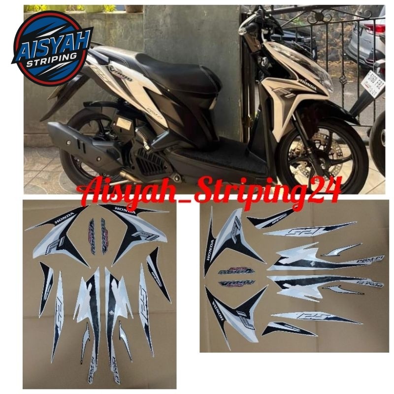 Striping stiker sticker vario techno 125 fi old 2014 putih silver