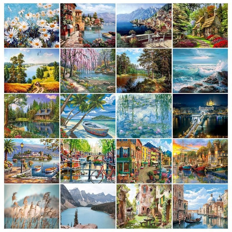 

GATYZTORY Painting By Numbers Landscape Paint Canvas Picture Oil Painting By Number Coloring HandPainted For Adults Home Decor