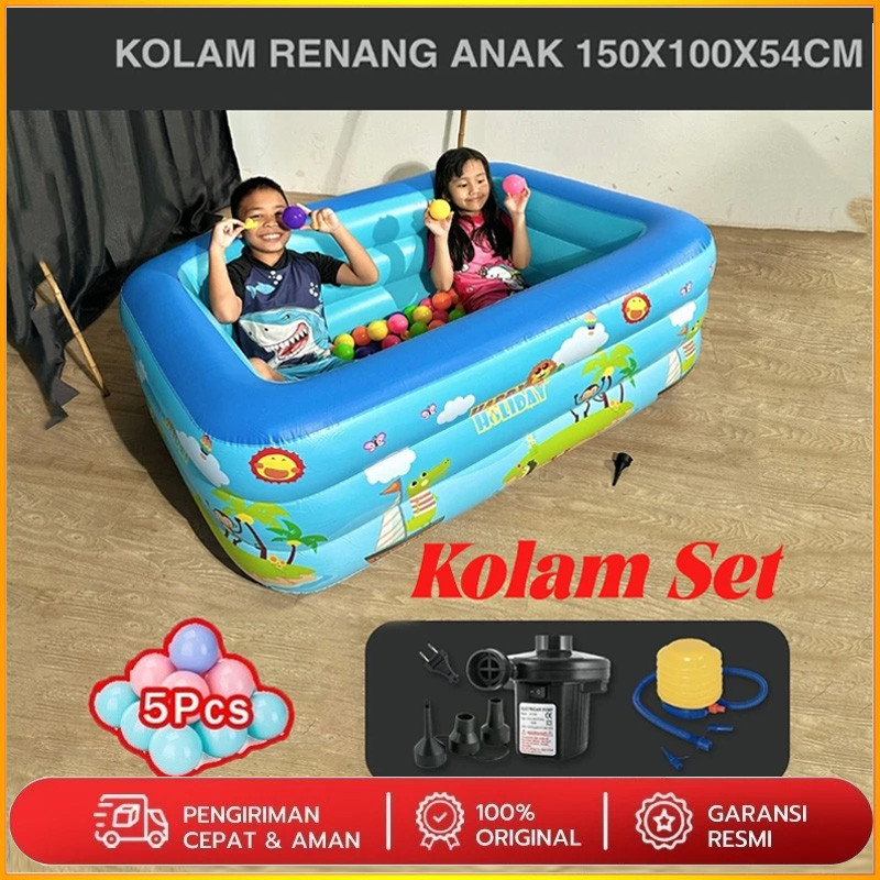 Kolam Renang Anak Jumbo 3m PVC 3ring Portable Kolam Mandi Bola Anak Inflatable Swimming Pool Pompo K