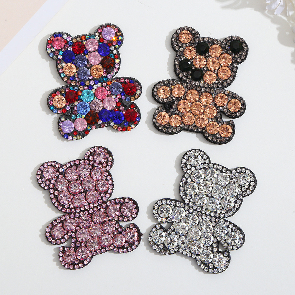 

1pcs Full Diamond Rhinstone Teddy Bear No Woven Fabric Patch DIY Sew On Patches Clothing Hair Clip Jewelry Accessories