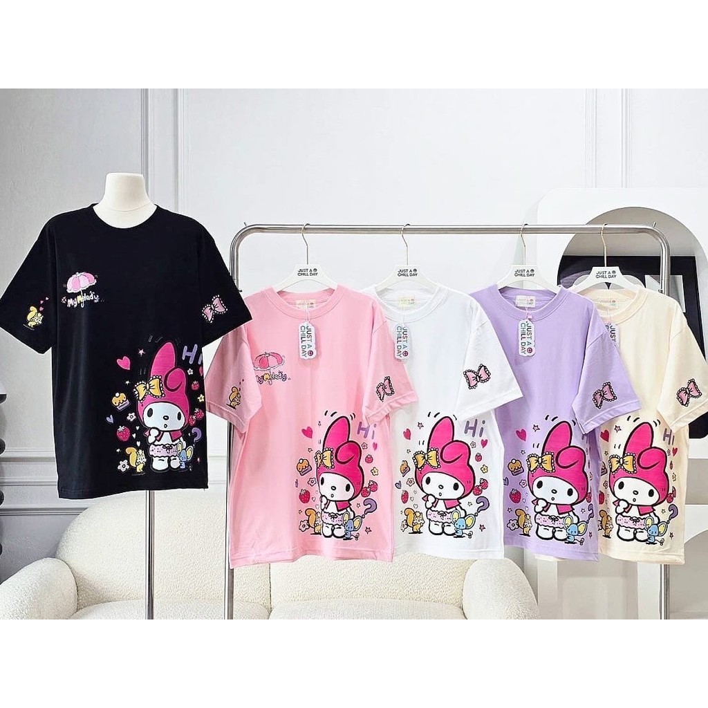 city grosir - kaos just a chillin day kerah bulat motif kartun lucu bahan katun import bkk