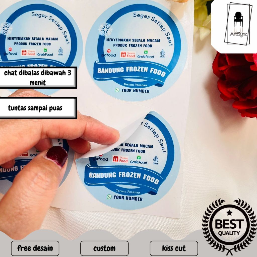 

Syncart 9-15 Sticker Label Kemasan Vinyl Stiker Makanan Anti Air Beku Frozen Food Free Desain Logo