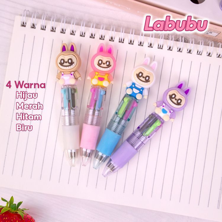 

topsmile - Pulpen Balpoin 4 Warna Karakter Labubu - Alat Tulis Multifungsi Lucu