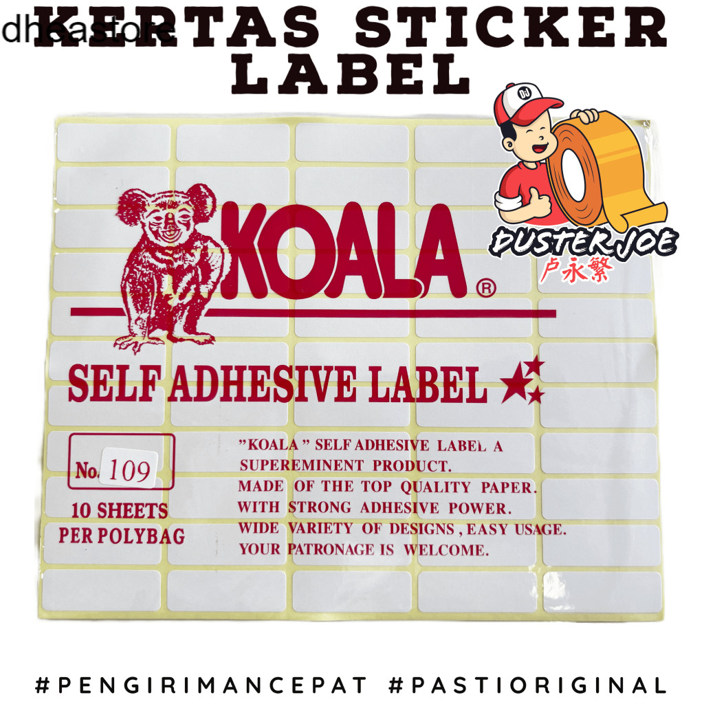 

Dheastore Kertas Sticker Label KOALA NO 109 PER 1 PCS isi 10 lembar
