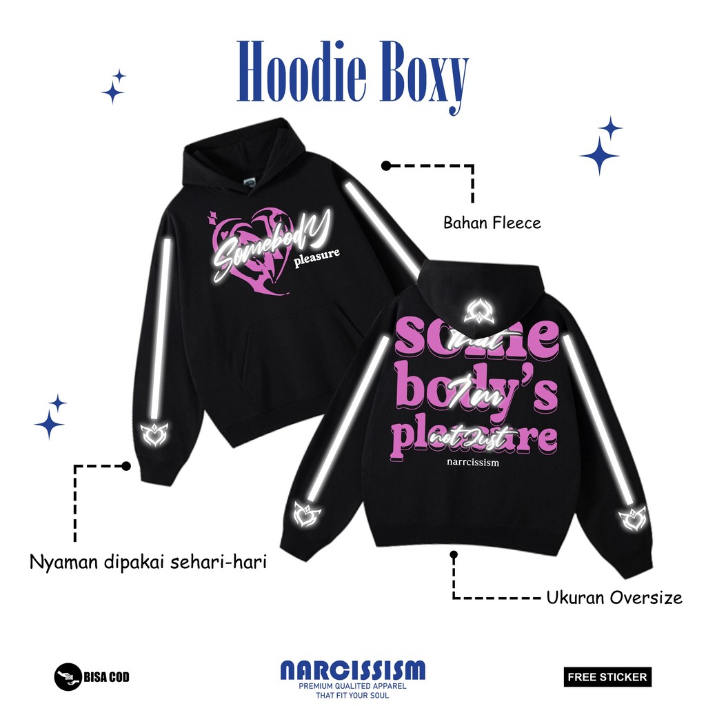 Hoodie Boxy Reflektif Somebody Pleasure Narcissism