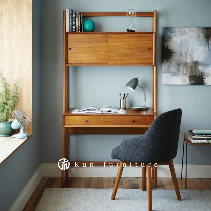 Meja belajar minimalis bahan kayu jati meja belajar dengan rak