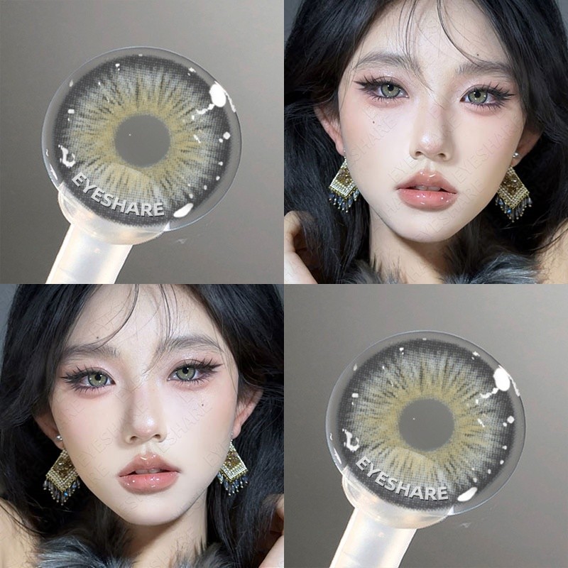 Eyeshare Softlens normal grey Lensa Kontak 1Pasang Softlens hitam coklat big eyes Kontak Diameter 14