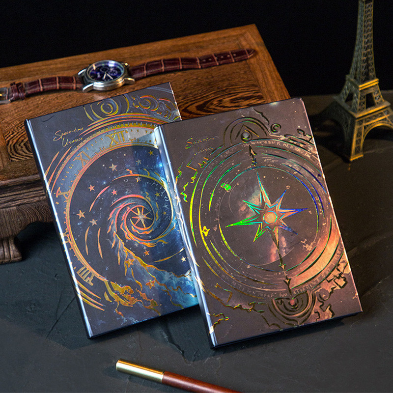 

Cosmic Clock Series Retro Notebook Full Color Page Beautiful Starry Sky Illustration Hardcover Diary Student Notepad