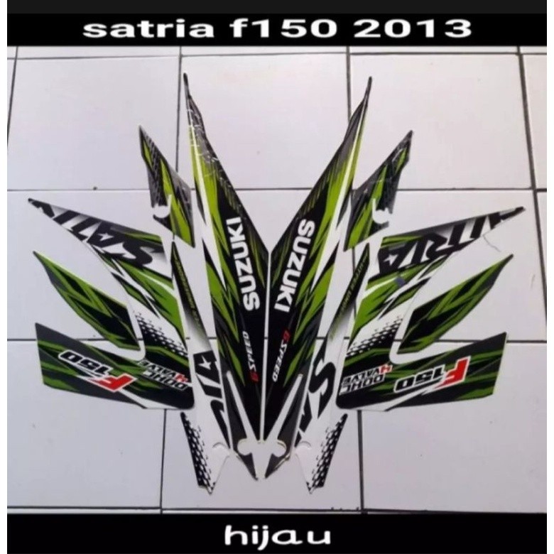 STICKER STRIPING FULL SET LIS LIST BODY SUZUKI SATRIA FU F150 FACELIFT TAHUN 2013 2014 WARNA HIJAU