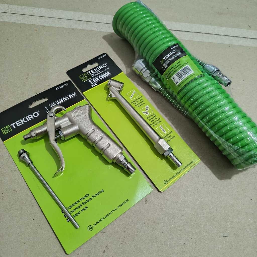 PAKET TEKIRO Peralatan Kompresor Air Duster Gun + Tire Air Chuck 6" - Semprotan Angin 2 Fungsi