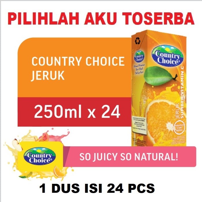 

Country Choice ORANGE Jus Jeruk 250 ml - ( HARGA 1 DUS ISI 24 )