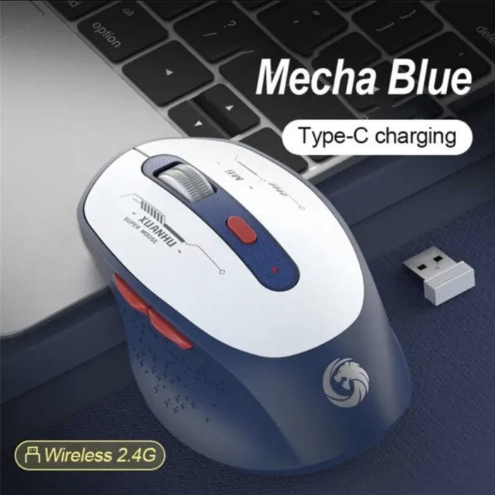 MOUSE GAMING M6 - Mouse Gaming Wireless Bluetooth - Charging Type C - Type C - Blue