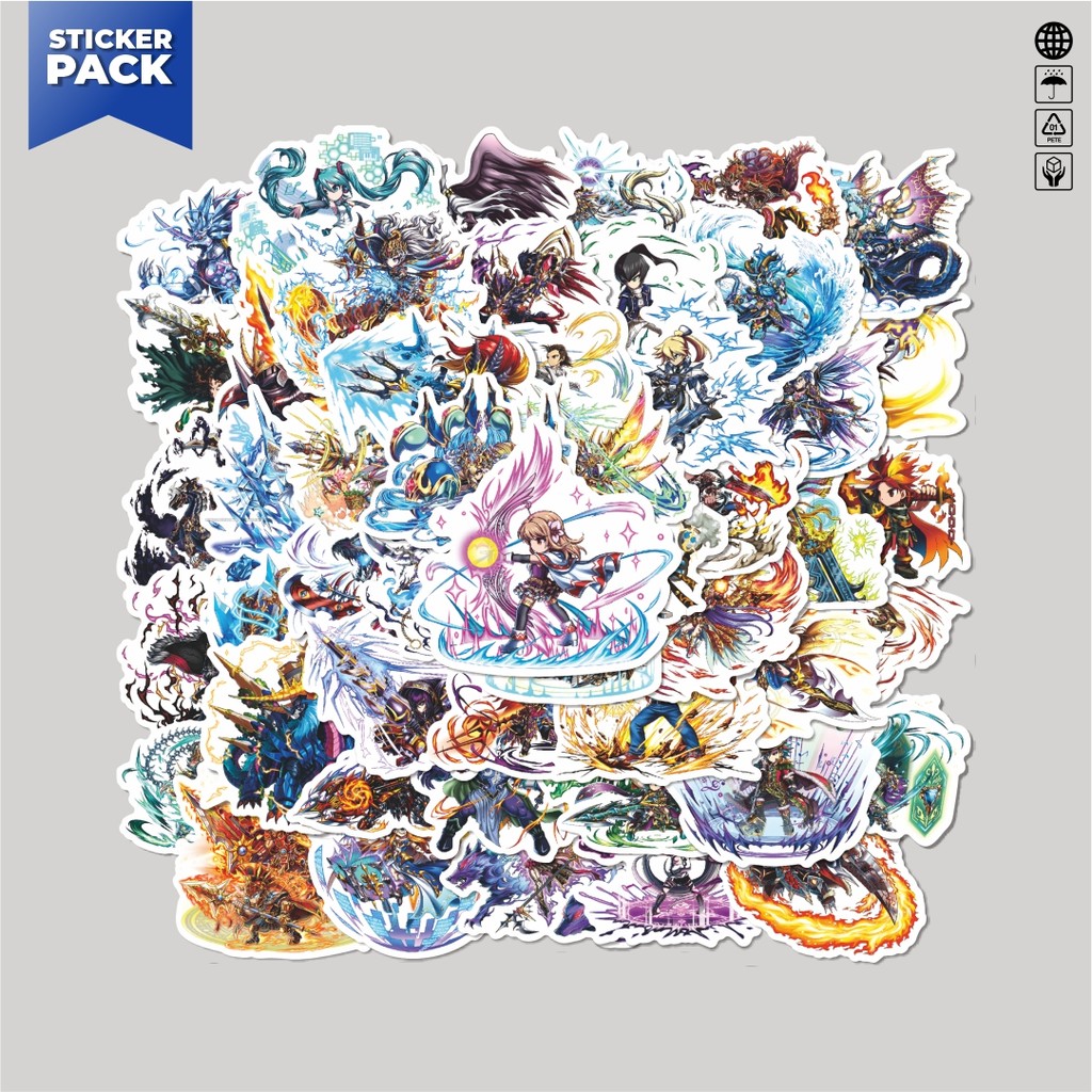 

[100PCS]Stiker Pack Stiker Game Series Brave Frontier Karakter Mix 6 Aesthetic Vinyl Anti Air Dekorasi Sticker Laptop Buku Journal Koper Helm Casing HP Gitar Helm Skateboard