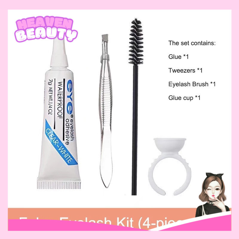 Lem Bulumata Eye Glue Set 4in1 Lem Transparan 4 Pcs isi Lem Bulu Mata + Pinset + Sikat Maskara + Rin