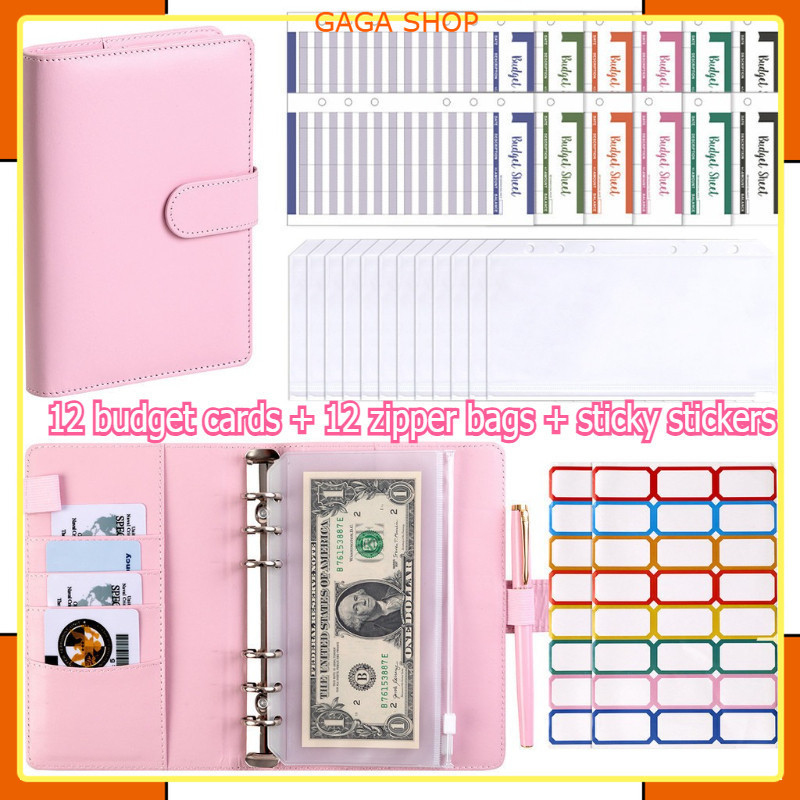 

A6 Binder Buku Harian & Perencana Tahun Akun Tangan Notebook Pengikat Kantong Penyimpanan Amplop Uang Kertas dengan