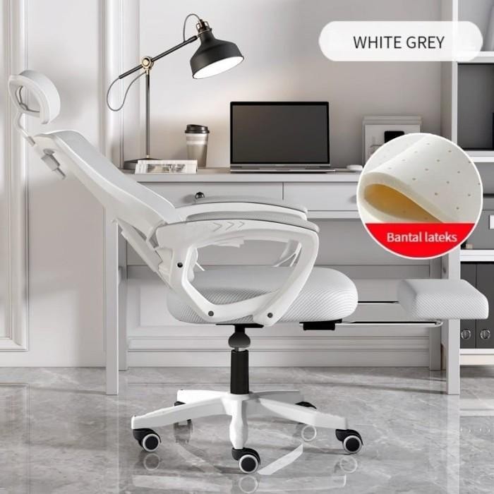 Ready Stok Furnibest Kursi Kantor Jaring Kursi Kerja Ergonomis - 7744 WhiteGrey