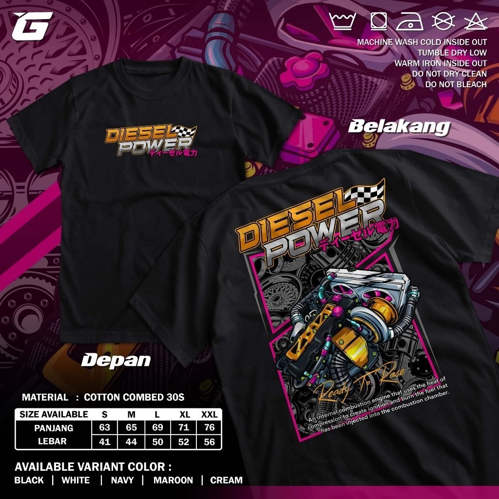 VISSION OFFICIAL Kaos Diesel Power Turbo Ready To Race Baju Diesel Gank Racing Disel Genk Tshirt Oto