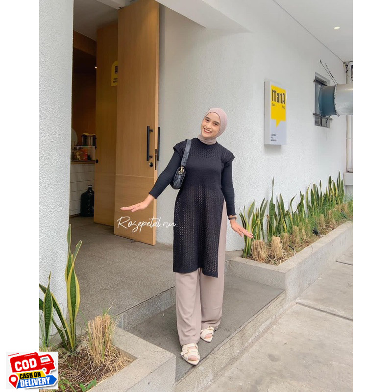 Outer Tunik Jaring Knitt / outer jala korea / tunik jaring korea rajut / rajut jaring