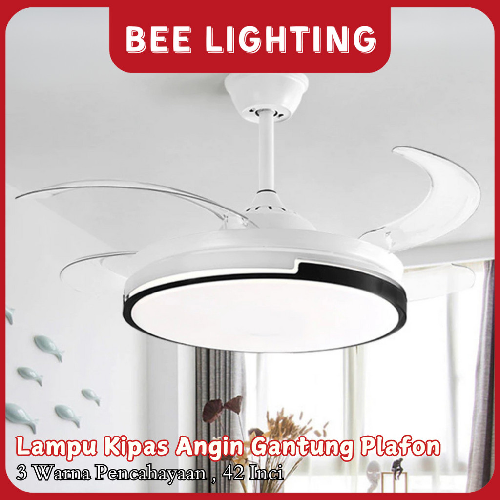 BEE LIGHTING ⭐GARANSI 1 TAHUN⭐ 42inch AC Lampu Kipas Angin Gantung Plafon Ruang Tamu Minimalis Morde