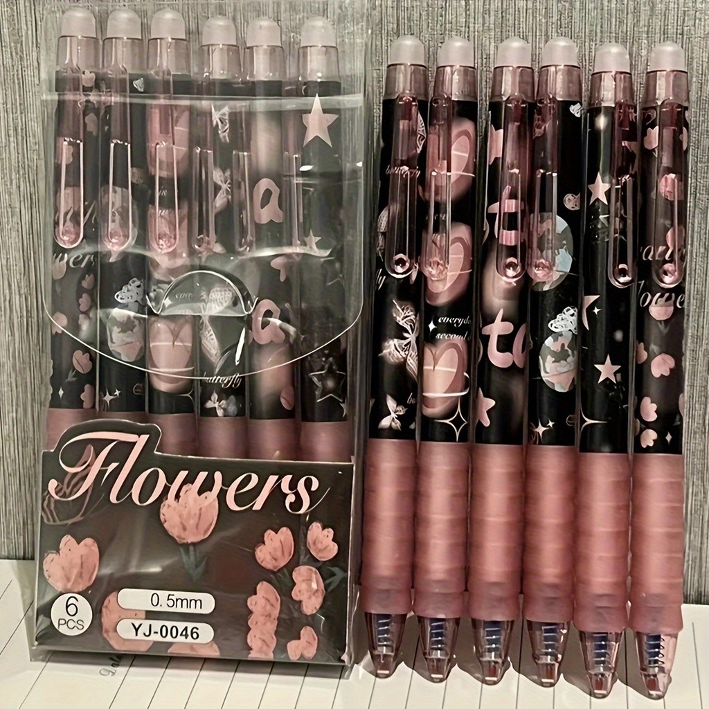 

6pcs Butterfly Erasable Gel Pens Kawaii Gel Pens With Erasers Korean Stationery Students Girl Gift School Office Supplies