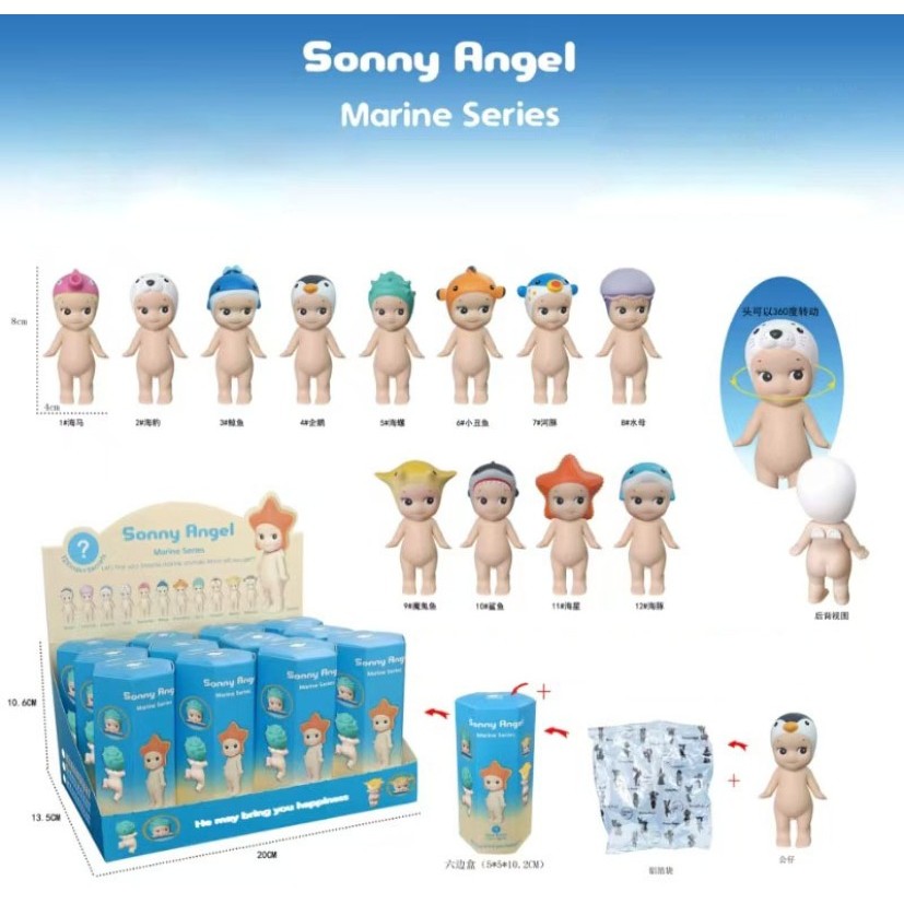 

New Sonny Angel Party Ocean Series Car Decoration Desktop Computer Screen Cupid Hand Fashion Play Doll Birthday Gift Toys