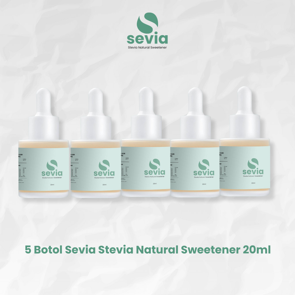 

5 Botol Sevia Stevia Natural Sweetener 20ml Pemanis Alami Pengganti Gula 0 Kalori dari Daun Stevia