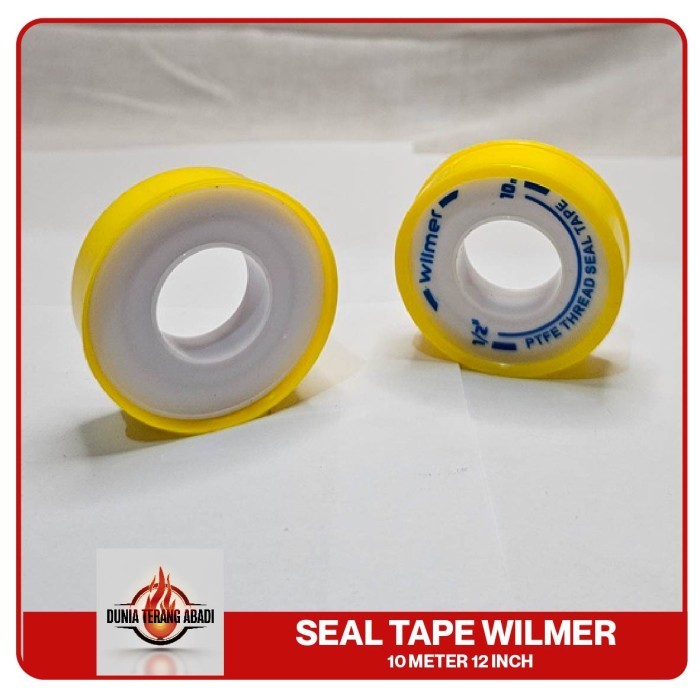 

Seal Tape Wilmer 10 Meter 12 inch Harga 1 Dus isi 60 pcs Sealtape Isolasi pipa keran