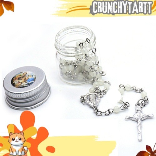 READYYY Kalung Rosario Fosfor Katolik Kecil Salib Menyala Dalam Gelap Aksesoris Fashion Wanita PRPT