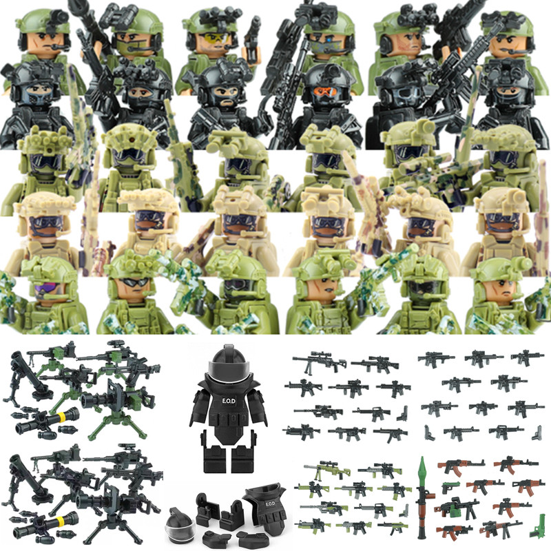City SWAT Ghost Commando Figures Special Forces Building Blocks Modern Army Soldier Police Military 