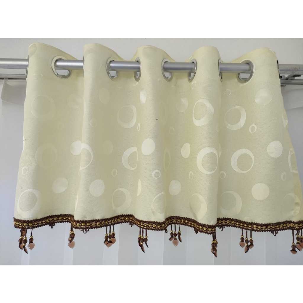 Gorden Poni Jendela Gorden Pintu Bahan Embos Nikita Polkadot Model Smokring
