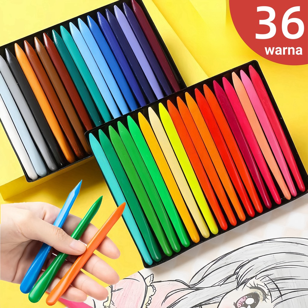 

Krayon Sekolah 12/24/36 Warna Non Toxic Crayon Triangular Crayon Lab Triangle Crayon Plastik Anti Kotor Tangan
