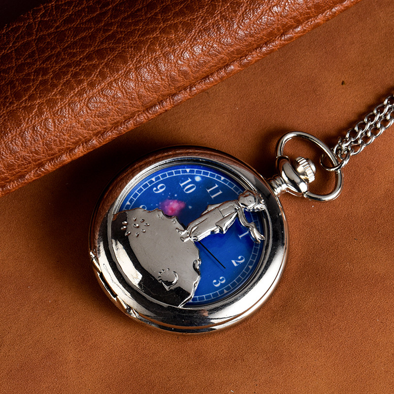 Silver pocket watch hollow red scarf Little Prince pocket watch Star Prince pocket watch Little boy 