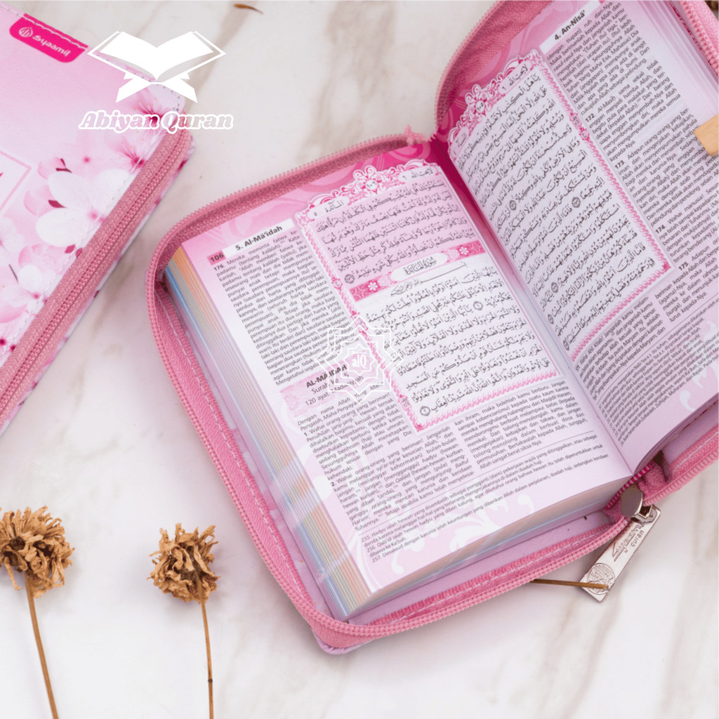 Mushaf Tilawah Umm Ayman Alquran wanita cantik terjemahan kecil resleting A6 Al-Quran Syaamil Aby Quran